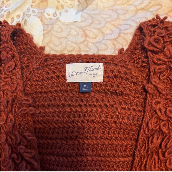 Universal Thread | Rust Shaggy Cardigan Crochet Target Oversized Open Front XS - Picture 13 of 13